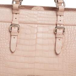 Giorgio Armani Beige Croc Embossed Leather Tote
