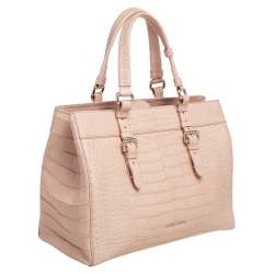 Giorgio Armani Beige Croc Embossed Leather Tote