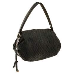 Giorgio Armani Black Signature Canvas And Leather Shoulder Bag