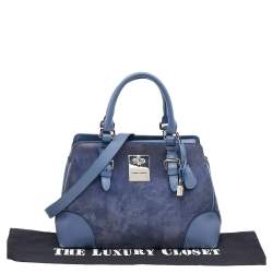 Pre Owned Giorgio Armani Ash Blue Suede and Leather Satchel