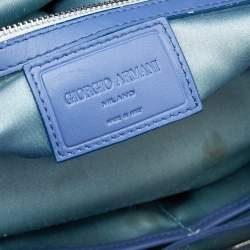 Pre Owned Giorgio Armani Ash Blue Suede and Leather Satchel