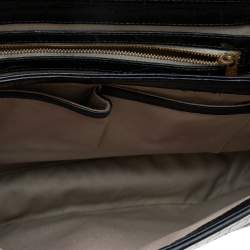 Giorgio Armani Black Croc Embossed Leather Top Handle Bag