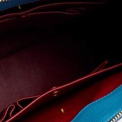 Pre Owned Giorgio Armani Blue Leather Bauletto Piccolo Tote