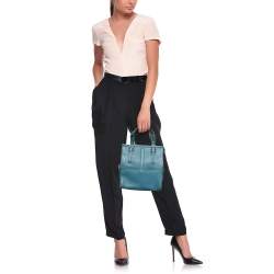 Pre Owned Giorgio Armani Blue Leather Bauletto Piccolo Tote