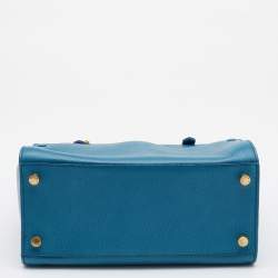 Pre Owned Giorgio Armani Blue Leather Bauletto Piccolo Tote