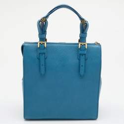Pre Owned Giorgio Armani Blue Leather Bauletto Piccolo Tote