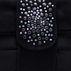 Pre Owned Giorgio Armani Black Satin and Suede Embellished Clutch