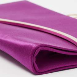 Pre Owned Giorgio Armani  Fuchsia Satin Metal Flap Chain Clutch