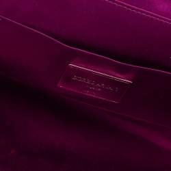 Pre Owned Giorgio Armani  Fuchsia Satin Metal Flap Chain Clutch