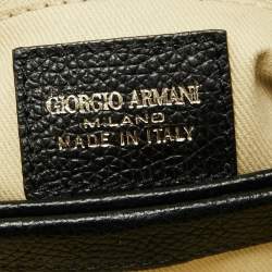Giorgio Armani Black Leather Flap Top Handle Bag