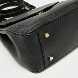 Giorgio Armani Black Leather Flap Top Handle Bag