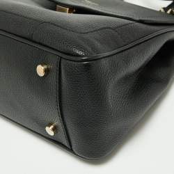 Giorgio Armani Black Leather Flap Top Handle Bag
