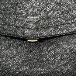Giorgio Armani Black Leather Flap Top Handle Bag