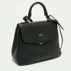 Giorgio Armani Black Leather Flap Top Handle Bag