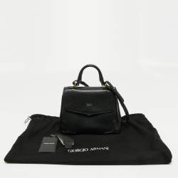 Giorgio Armani Black Leather Flap Top Handle Bag