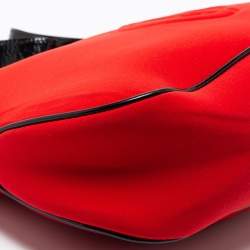 Giorgio Armani Red Neoprene And Patent Leather Hobo Bag