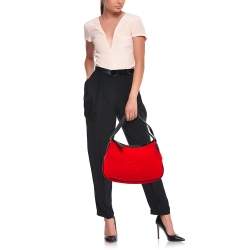 Giorgio Armani Red Neoprene And Patent Leather Hobo Bag