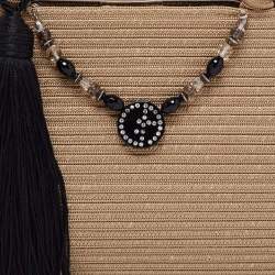 Pre Owned Giorgio Armani Beige Fabric Embellished Tote