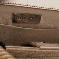 Pre Owned Giorgio Armani Beige Fabric Embellished Tote
