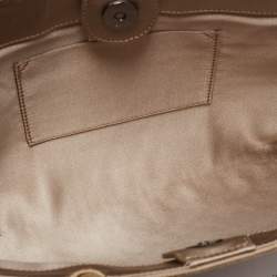 Pre Owned Giorgio Armani Beige Fabric Embellished Tote