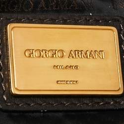 Giorgio Armani Dark Brown Leather Messenger Bag