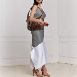 Pre Owned Giorgio Armani Metallic Brown Pleated Leather Hobo