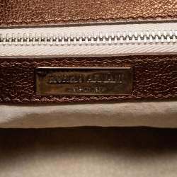 Pre Owned Giorgio Armani Metallic Brown Pleated Leather Hobo