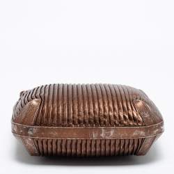 Pre Owned Giorgio Armani Metallic Brown Pleated Leather Hobo