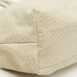 Giorgio Armani Cream Python Embossed Leather Kisslock Satchel