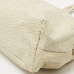 Giorgio Armani Cream Python Embossed Leather Kisslock Satchel