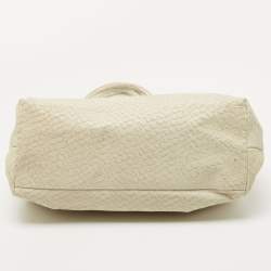 Giorgio Armani Cream Python Embossed Leather Kisslock Satchel