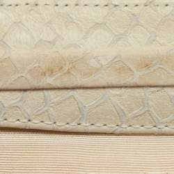 Giorgio Armani Cream Python Embossed Leather Kisslock Satchel