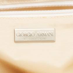 Giorgio Armani Cream Python Embossed Leather Kisslock Satchel