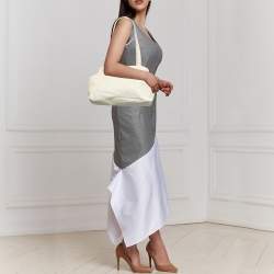 Giorgio Armani Cream Python Embossed Leather Kisslock Satchel