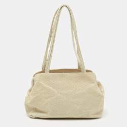 Giorgio Armani Cream Python Embossed Leather Kisslock Satchel