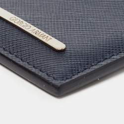 Giorgio Armani Navy Blue Leather Card Holder