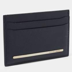 Giorgio Armani Navy Blue Leather Card Holder