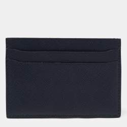 Giorgio Armani Navy Blue Leather Card Holder