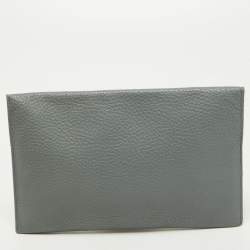 Pre Owned Giorgio Armani Grey Leather Clutch
