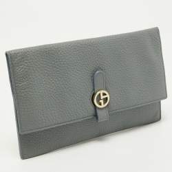 Pre Owned Giorgio Armani Grey Leather Clutch