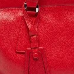 Pre Owned Giorgio Armani Red Leather Zip Satchel