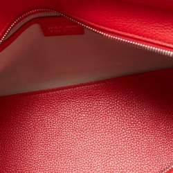 Pre Owned Giorgio Armani Red Leather Zip Satchel