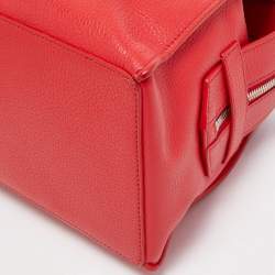 Pre Owned Giorgio Armani Red Leather Zip Satchel