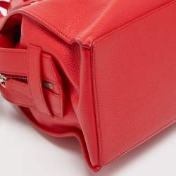 Pre Owned Giorgio Armani Red Leather Zip Satchel