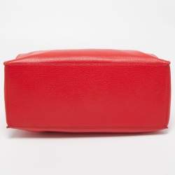 Pre Owned Giorgio Armani Red Leather Zip Satchel