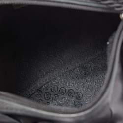 Pre Owned Giorgio Armani Black Leather Floral and Crystal Embellished Bag