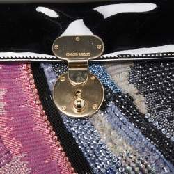 Giorgio Armani Black/Multicolor Patent Leather Beaded Shoulder Bag
