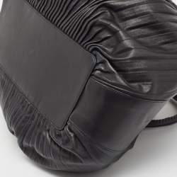 Pre Owned Giorgio Armani Black Leather Pleated Hobo