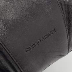 Pre Owned Giorgio Armani Black Leather Pleated Hobo