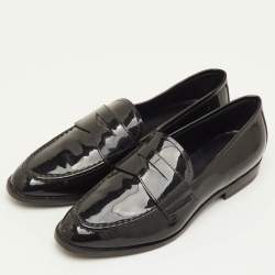 Pre Owned Giorgio Armani Size 36 Black Patent Leather Slip On Loafers
